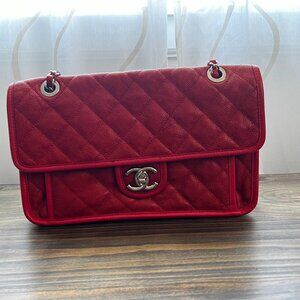 Chanel French Riviera Flap Bag Quilted Caviar Medium